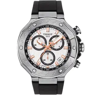 【TISSOT 天梭】T-RACE 競速系列三眼計時手錶 送行動電源(T141.417.17.011.00 / T1414171701100)