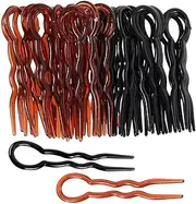 Tavvke 40 Pcs Plastic U-Shaped Hair Pins, Grip Pins for Thick Hair, Fast Spiral Twist Styling Clips for Women & Girls, Braids and Updos Accessories (Black and Coffee)