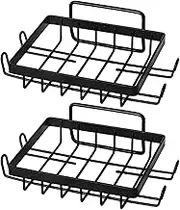 2-Pack Soap Dish Holders Wall-Mounted Adhesive Soap Tray Heavy Duty Rustproof Metal Soap Saver Sponge Holder for Bathroom Kitchen (Black)