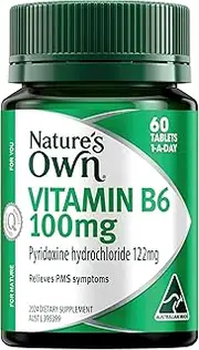 Nature’s Own Vitamin B6 100mg Tablets 60 - Vitamin B Reduces PMS Symptoms - Supports Healthy Red Blood Cell & Energy Production - Maintains Mental Function - Supports Healthy Immune System Function