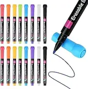 16 Pack Liquid Chalk Markers Set with Fine Tip, Erasable Neon Color Window Markers for Chalkboard Glass Writing Drawing, Chalk Pens for Home Menu Board Signs (8 Vibrant Colors, 2 Each)
