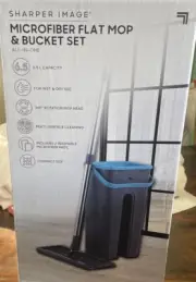 NEW Sharper Image Microfiber Flat Mop & Bucket Set