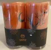 #117 NWT! 2 Halloween LED Spook Scene Candles - 6” - 4 Hour Timer