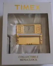 Vintage Timex Collectible Piano Gold Mini Clock 2" New Open Box