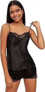 [Trendyol] Women's Lace Detailed Satin Pyjamas Pyjama Set