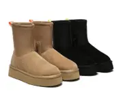 UGG EVERAU® UGG Boots Women Sheepskin Wool Zipper Decor Stretchy Mid Calf Platform Ethel - Chestnut / AU Ladies 9 / AU Men 7 / EU 40