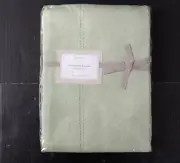 NEW Williams Sonoma 100% Linen Double Hemstitched Tablecloth Soft GREEN 70x90"