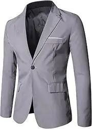 [Aosufei] Men's Stylish Casual Sport Suit Jacket Comfort One Button Prom Blazer Suits Business Formal Tuxedo Jacket, Grey3, Large