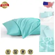 Luxurious Aqua Egyptian Cotton Toddler Pillow Cases - Set of 2, Flap Closure