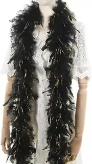 Black with Gold Tinsel Boas - 45G 2 Yards Feather Boas for Party Bulk,Halloween,