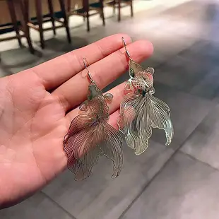 【吉兒龐克】縷空金魚造型耳環(中國風漢風)耳鈎中華飾品配件【J1C3651】