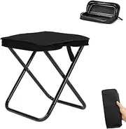 Camping Stool, Portable Folding Stool, Mini Folding Stool, Lightweight Seat Folding Stool, Folding Stool Made of Aluminium and Textilene, for Travel, Hiking, Fishing, Barbecue, Beach with Storage Bag