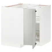 METOD corner base cabinet with carousel, white/Havstorp light grey, 88x88x80 cm