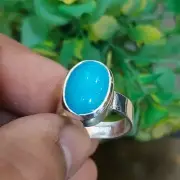 Natural Turquoise Stone Sky Blue Color Feroza Ring Decent Frame Silver 925 Ring