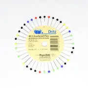 Dritz 40 Glasshead Pins 1-1/4" Multicolored