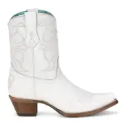 Corral Boots White Embroidered Snip Toe Cowboy Booties Womens White Casual Boots