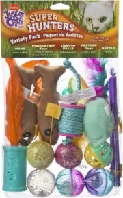 TOYS FOR CATS - SUPER HUNTERS TOY VARIETY PACK CATNIP FEATHER BALLS NEW (Hartz)