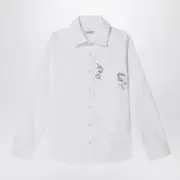 [Burberry] White stretch cotton shirt with EKD 10 Y White
