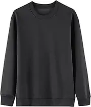 [Flygo] Mens Crewneck Sweatshirt Fleece Pullover Top Oversized Casual Long Sleeve Sweatshirts Sweater Fashion Streetwear