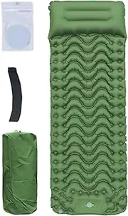 Inflatable Sleeping Pad | Inflatable Mattress ing Mat with Pillow - Built-in Foot Pump Foldable Sleep Mat Compact Gear for Men Women Backpacking