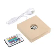LED Wood Ball Stand Displays 10x10x2cm Colorful Light Square Remote Control