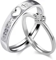 [Uloveido] 2 pcs Adjustable His and Hers Engagement Ring Set Puzzle Matching Heart Wedding Bands Couples Gifts LB018