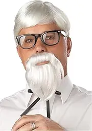 White Colonel Wig and Moustache