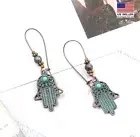 Fashion Women Vintage Bohemian Earrings Aged Bronze Fatima Hand Hook 1286