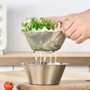 Stainless Steel Strainer Colander Kitchen Food Fine Mesh Draining Strainer Set^