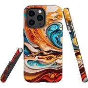 For iPhone 14 Pro Max Tough Protective Cover, Swirling Gold
