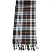 NWT HAPPY SCARF tartan plaid fringe scarf 52" fringe autumn tones brown tan