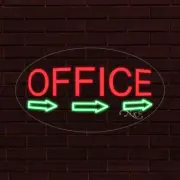 NEW "OFFICE" w/ARROWS LOGO OVAL 28x16x1 INCH LED FLEX WINDOW INDOOR SIGN 34056
