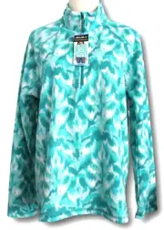 EDDIE BAUER (XL) Womens 1/4 Zip Polar Fleece Pullover Top Ikat Fabric NWT $70