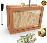 Cash Vault Wooden Savings Box Money Saving Box withMoney Target and Numbers Gift