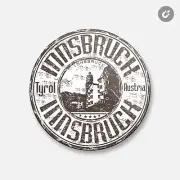 Innsbruck City Tyrol Austria Grunge Travel | 4'' X 4'' Round Decorative Magnet