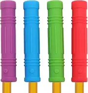 GORGECRAFT 4 Colors Silicone Pencil Toppers Cushions Grips Waterproof Chewable Painting Pen Grippers Holders Textured Writing Drill Pen Tools for Help Increase Focus Attention Relieve Stress