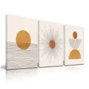 Boho Wall Decor Art Prints Set Of 3, Orange Sun Rising 16L" x 12W" boho 01