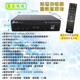 【Smith 史密斯】數位電視接收機+天線 TC-575HD+T6(數位機上盒+天線)