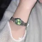 Green Women's Watch Oval Dial Quartz Watch Simple Ladies Wristwatches Gifts