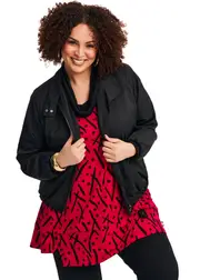 [Taking Shape] Taking Shape Shower Resist Piia Jacket Size 10 in Black - Plus Size Women's Clothing Black