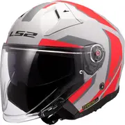 LS2 OF603 Infinity II Focus, open face helmet , color: Matt Light Grey/Grey/Red , size: XXL