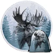 Moose Drawing Beach Towel