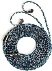 2M Long Recessed 2Pin IEM Cable, in Ear Monitor Replacement Earphone Cable, KBEAR ST12 Plus 8 Core 4N OFC Silver-plated Headphone Wire for KZ ZS10 PRO/ZSN PRO X/CCA CRA Earbuds (Blue-Black, QDC 3.5MM)