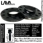 4PC 12MM THICK 5X120 72.56MM C.B WHEEL SPACER + 40MM 12X1.5 BOLT FIT BMW MODEL (for: BMW)