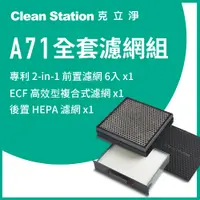 在飛比找PChome24h購物優惠-克立淨 A71濾網組（前置濾網6入、ECF活性碳濾網1入、H