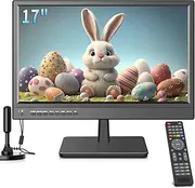 ZOSHING 17" 1080P Screen TV,Small TV with freeview Reception and aerial,AC/DC12V,HDMI USB and VGA Input Ports for Camper,Bedroom (NO with WIFI/Bluetooth/Satellite)