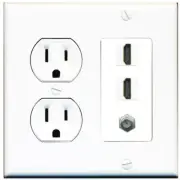 1 Port COAX 2 HD Wall Plate-Round Outlet White