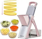 Safe Mandoline Slicer for Kitchen, Multifunctional Chopper Vegetable Cutter, Julienne + Dicer for Vegetables, Meal Prep & Thickness Adjuster, Essential Kitchen Gadgets-pink