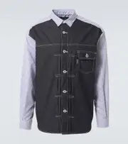 [Comme des Garcons Homme] Comme des Garçons Homme Striped cotton and denim shirt UK 16 white