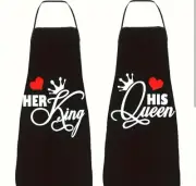2pk Couples Aprons His Queen Her King - Valentine Gift
